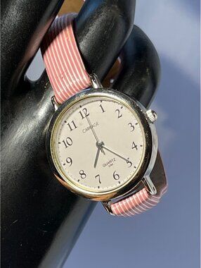 Carriage by Timex Women’s Watch Pink Stripe Leather Band Quartz 30M Classic